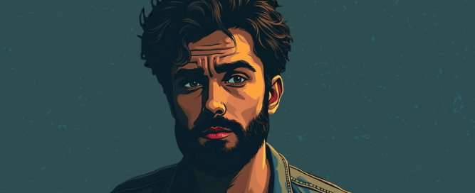 Quarterlife Crisis meistern: So findest du aus Unzufriedenheit und Überforderung zurück zu mehr Klarheit – Porträt eines jungen Mannes mit ernstem, nachdenklichem Blick – Sinnbild für Selbstzweifel, innere Zerrissenheit und Orientierungslosigkeit in der Quarterlife Crisis.